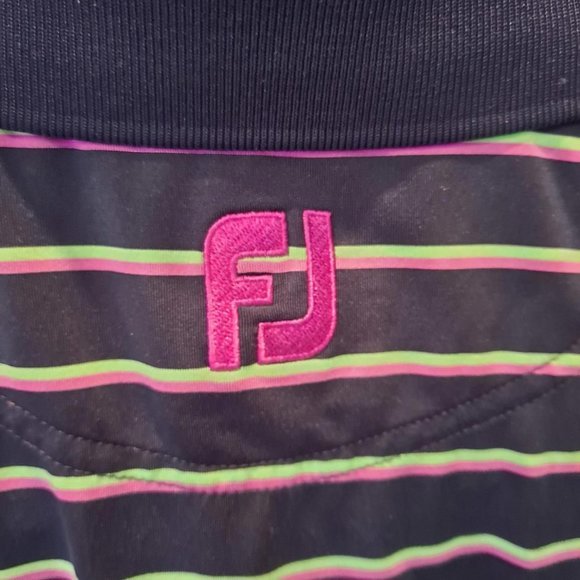 FOOT Joy Blue, Pink and Green Striped Polo Size Medium - Picture 5 of 5
